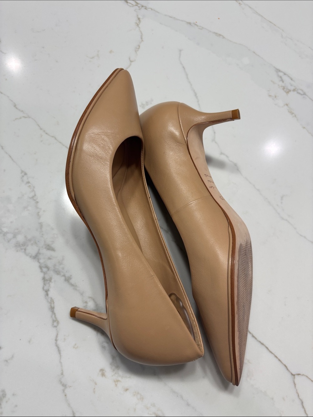 ANTONIO MELANI Beige Pointed-Toe Kitten Heel Pumps - Picture 9 of 14
